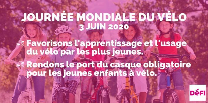 Visuel pour la journée moniale du vélo où on insiste sue l'apprentissage et le port du casque