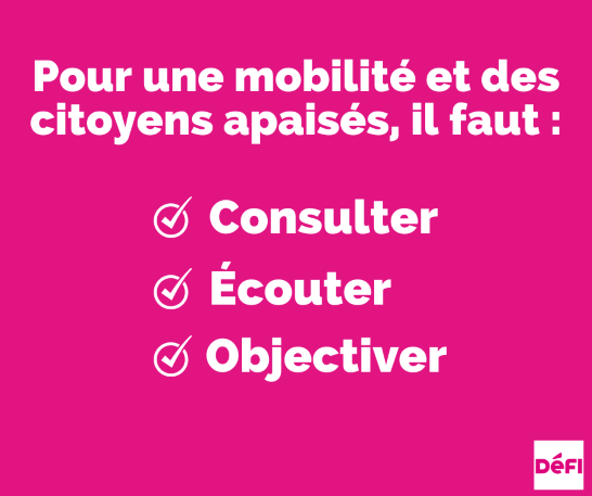 Visuel précisant qu'il faut consulter, écouter et objectiver pour une mobilité plus paisée