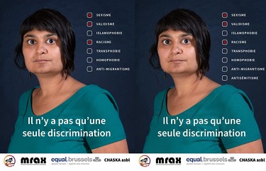 Affiches campagne MRAX avant (sans la référence à l'antisémitisme) et après (avec la référence)