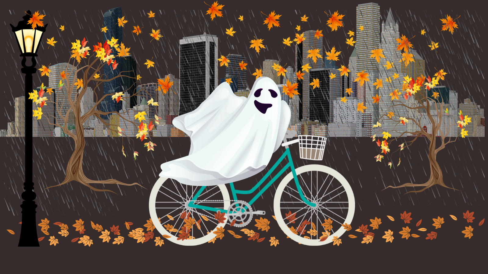 Image d'un fantôme sur un vélo circulant pendant la nuit sans lumière